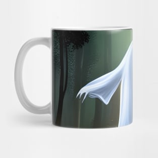 Spooky White Ghost in Forest Mug